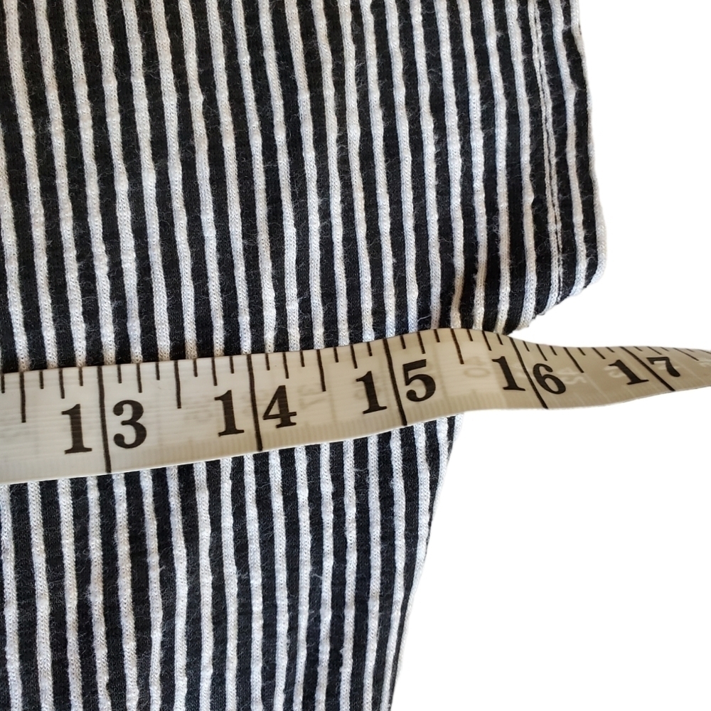 CAUTION TO THE WIND ribbed blue & white striped dress M - Picture 3 of 5